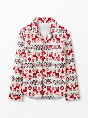 Hanna Andersson Red and Cream Reindeer Print Pajama Top